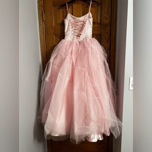 Pink prom ball gown prom dress